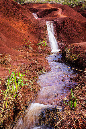Red Dirt Falls and Stream, Waimea Canayon, Kauai