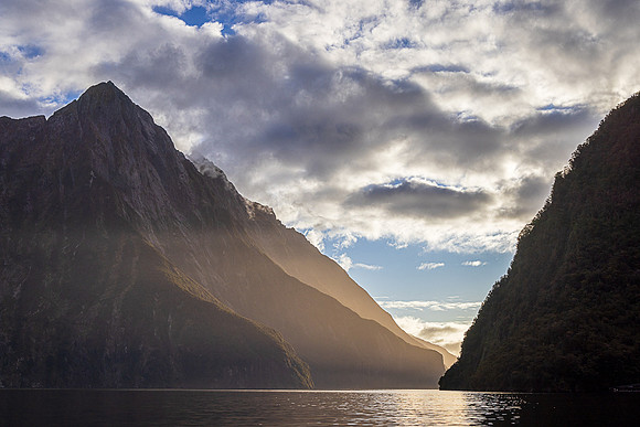 Warm Light Channeling thru Milford Sound
