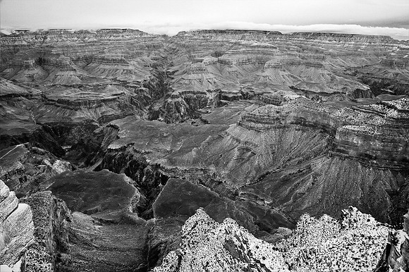 Winter Storm's Approach, Yavapai Point - Grand Canyon, B&W