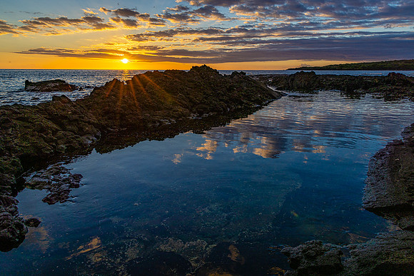 Tidel Pool Sunset, Hawaii