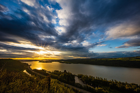 Columbia River Sunset from Crown Point, Columbia River Gorge
