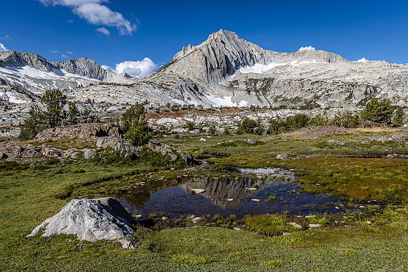 North Peak Reflection in Trail Pond,  20 Lakes Basin Loop