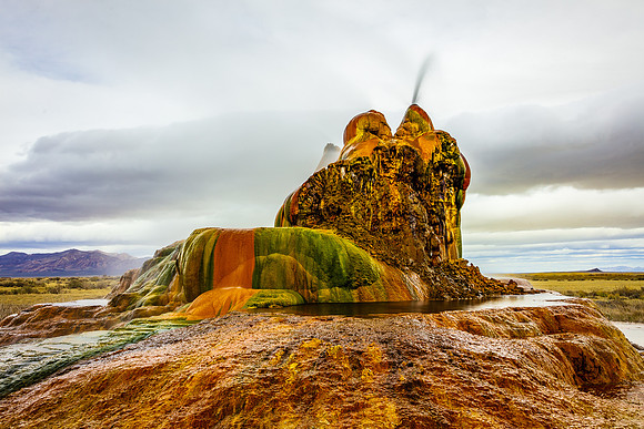 Fly Geyser Under Cloud Cover