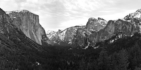 Winter Storm Eminent from Tunnel View B&W