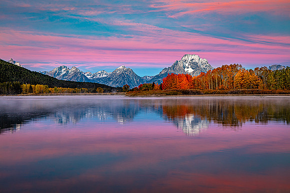 Pink Sky Twilight, Oxbow Bend, Grand Teton NP
