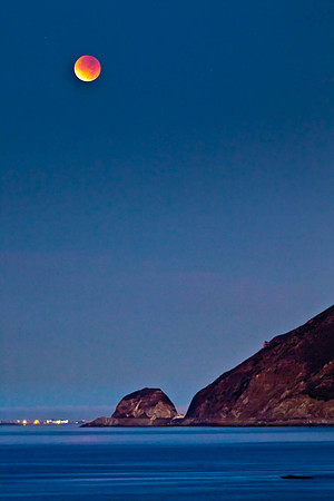Lunar Eclipse Over Point Mugu Rock