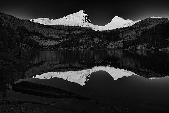 Honeymoon Lake Sunrise Reflection, B&W
