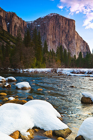 El Capitan from the Gates of the Valley in Winter