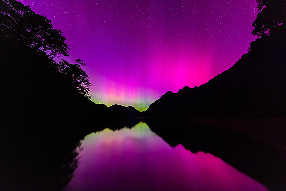 Aurora Reflection #3, Gun Lake, Fiordland National Park