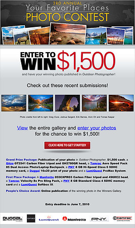Outdoor Photographer 3rd Annual Your Favorite Places Photo Contest Promotion