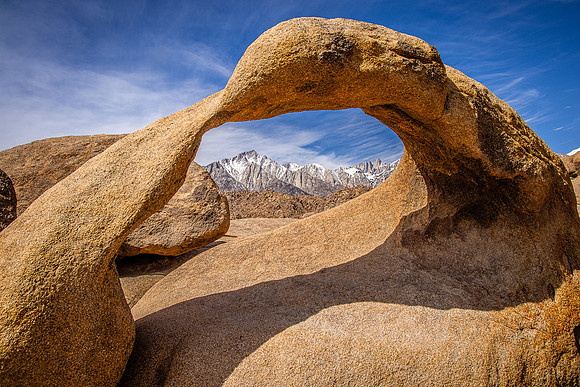 Mt. Whitney & Lone Pine Peak Under Mobius Arch, Alabama Hills