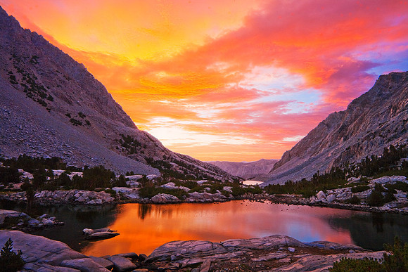 Alpine Glow Looking Down From Piute Pass