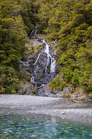 Fantail Falls and Haast River, Haast Pass