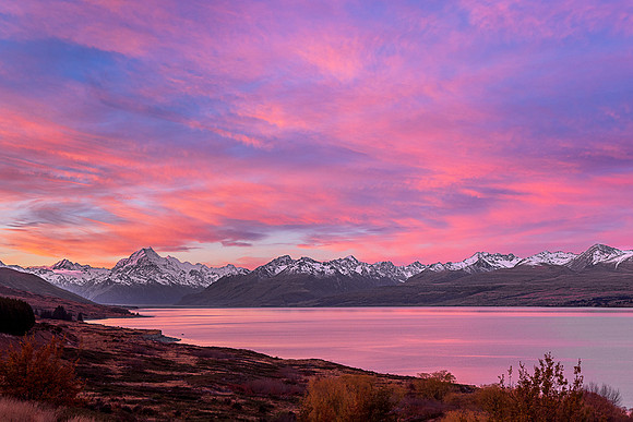 Pink Twilight Over Lake Pukaki