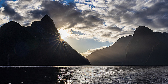 Sunstar at Mitre Peak, Milford Sound