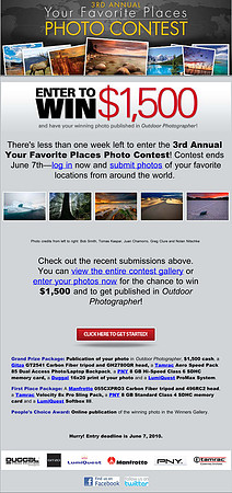 Outdoor Photographer 3rd Annual Your Favorite Places Photo Contest Promotion