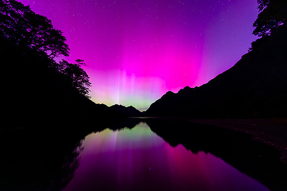 Aurora Reflection #2, Gun Lake, Fiordland National Park