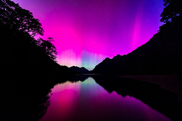 Aurora Reflection #1, Gun Lake, Fiordland National Park